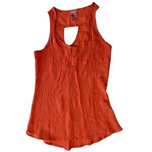 DOLLED UP by F.A.N.C. Women's Size Small Coral Summer Tank Top‎ Crinkle Cut-out